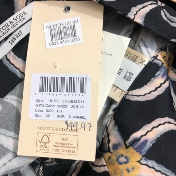 Scotch & Soda Black Starfish Sun Ray Printed Belted Shorts XS NWT - Picture 6 of 11